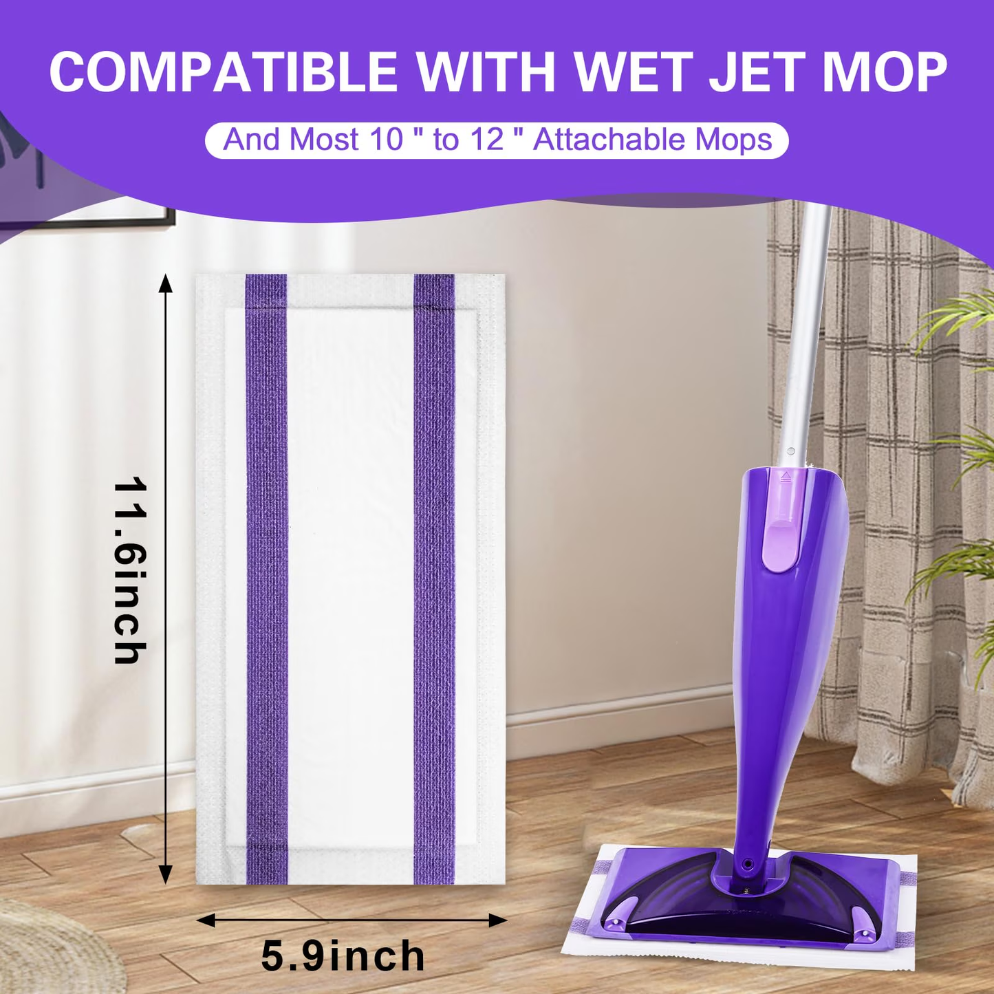60 Pack WetJet Pads Refills for Wet Jet Mop, Multi-Surface Cleaning Pads for Hardwood, Tile, Laminate and Stone Floors