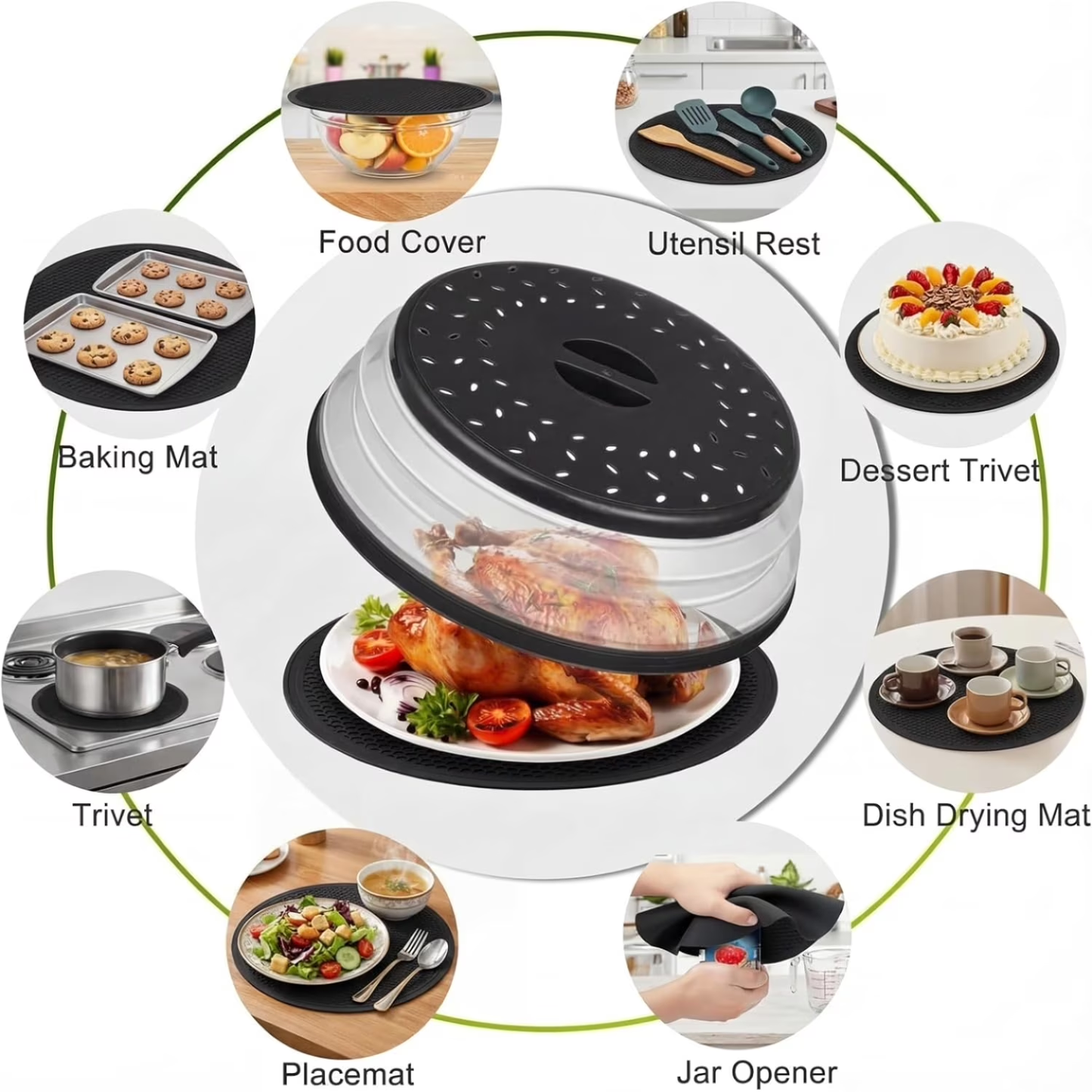 Collapsible Microwave Food Cover, Microwave Splatter Guard with Steam Vent, Dishwasher Safe Kitchen Plate Cover, 1 Pack
