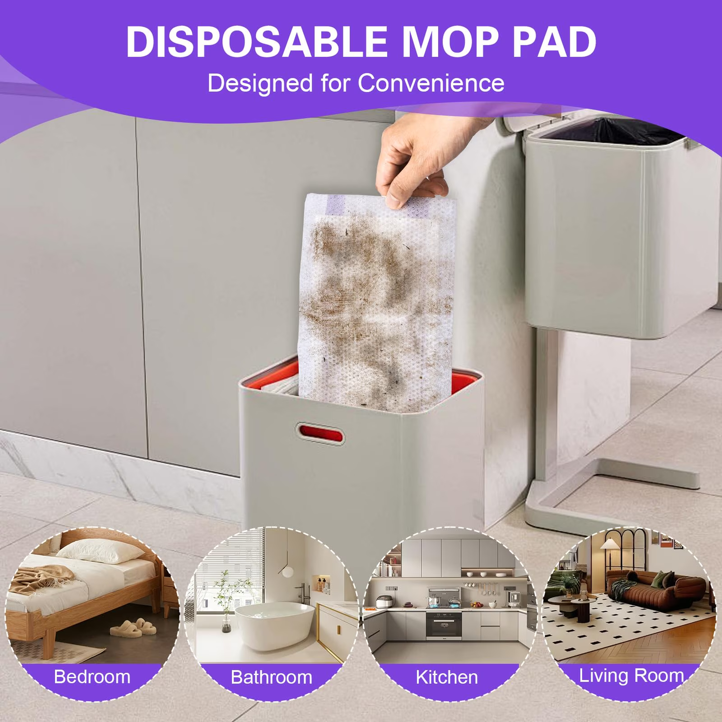 60 Pack WetJet Pads Refills for Wet Jet Mop, Multi-Surface Cleaning Pads for Hardwood, Tile, Laminate and Stone Floors