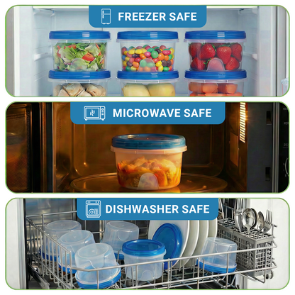 10 Pack 16 oz Freezer Storage Containers with Twist Top Lids, Stackable Reusable Food Containers for Soup, Salad, Oats & Lunch, BPA Free, Microwave & Dishwasher Safe