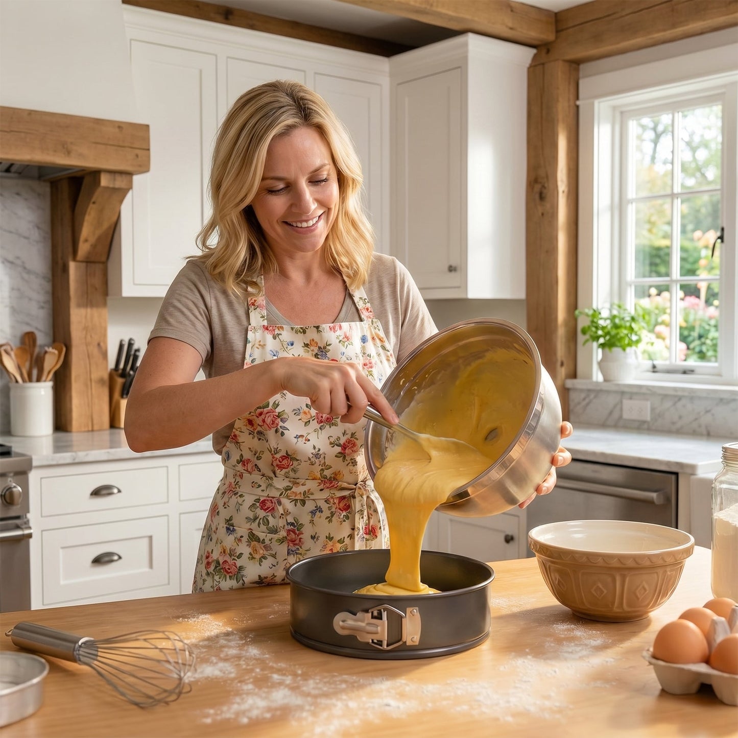 3-Piece Springform Cake Pan Set with Bonus Tools - 5"/7"/9" Round Nonstick Bakeware for Cheesecake, Layer Cakes & Quiche, Includes Parchment Liners & Spatulas