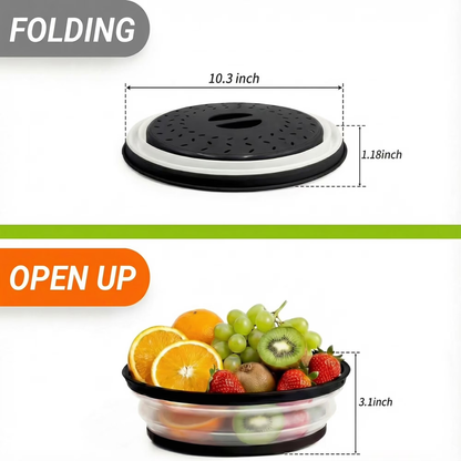 Collapsible Microwave Food Cover, Microwave Splatter Guard with Steam Vent, Dishwasher Safe Kitchen Plate Cover, 1 Pack