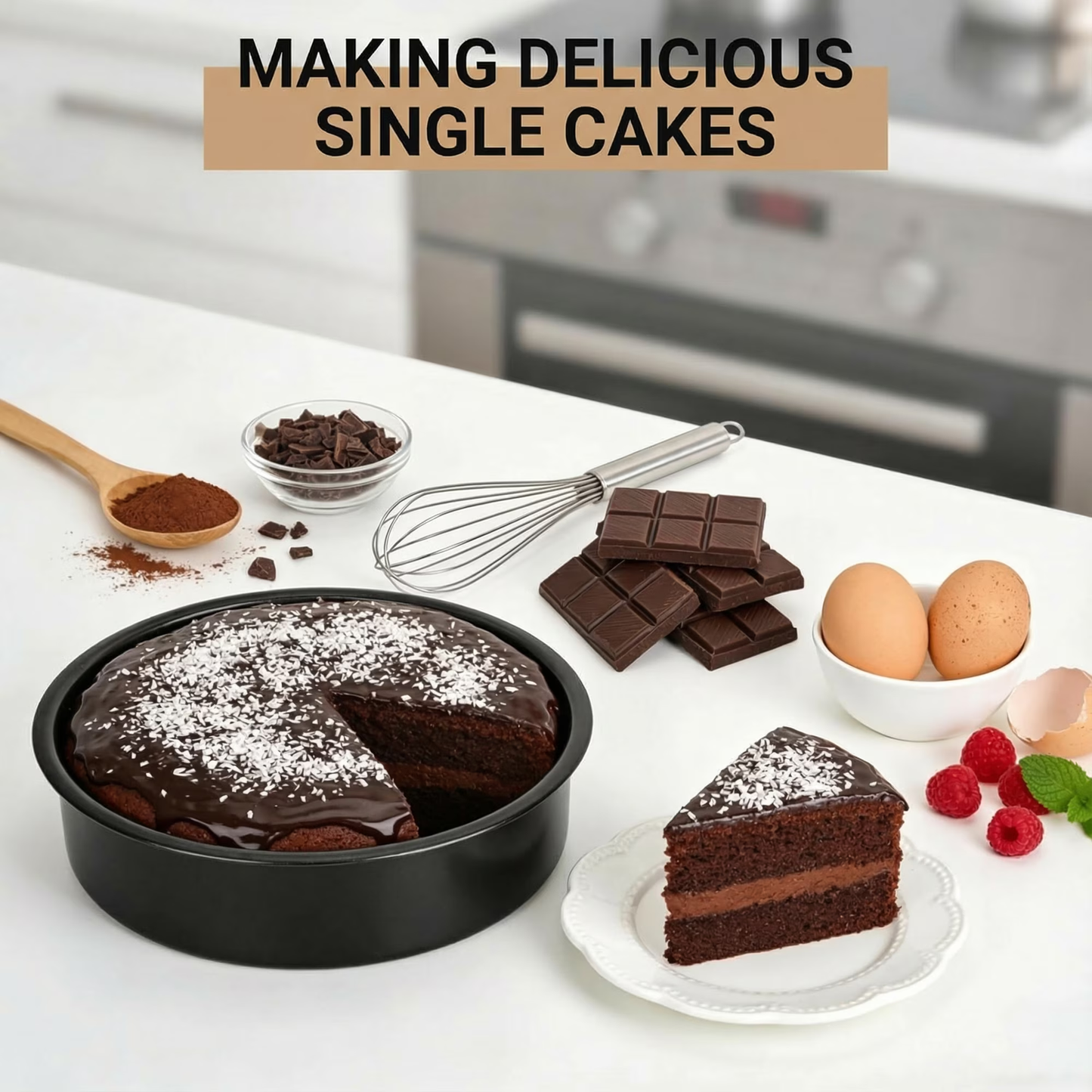 Round Non-Stick Cake Pan Set (8 Inch - 2 Pack), Removable Bottom for Quick Release, Even Heating Baking Pans Ideal for Celebrations & Family Gatherings