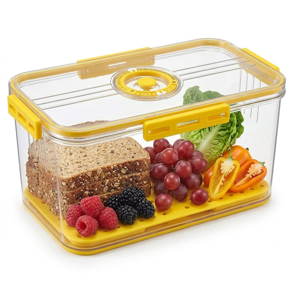 Airtight Bread Box, Portable Kitchen Storage Bin with Date Reminder Lid, Ideal for Storing Bread, Toast, Bagels, Pastries and Fruits on Countertop (Yellow)