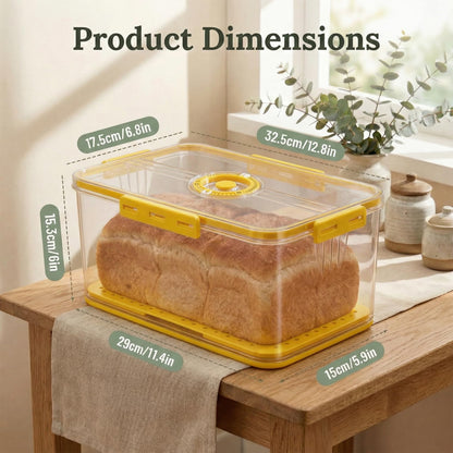Airtight Bread Box, Portable Kitchen Storage Bin with Date Reminder Lid, Ideal for Storing Bread, Toast, Bagels, Pastries and Fruits on Countertop (Yellow)