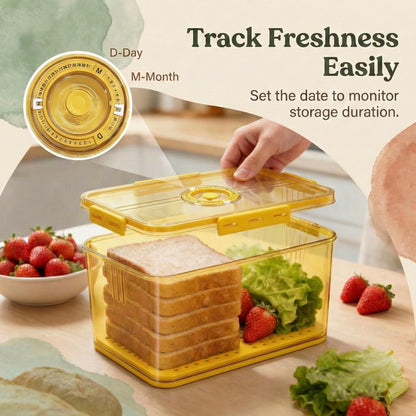Airtight Bread Box, Portable Kitchen Storage Bin with Date Reminder Lid, Ideal for Storing Bread, Toast, Bagels, Pastries and Fruits on Countertop (Yellow)