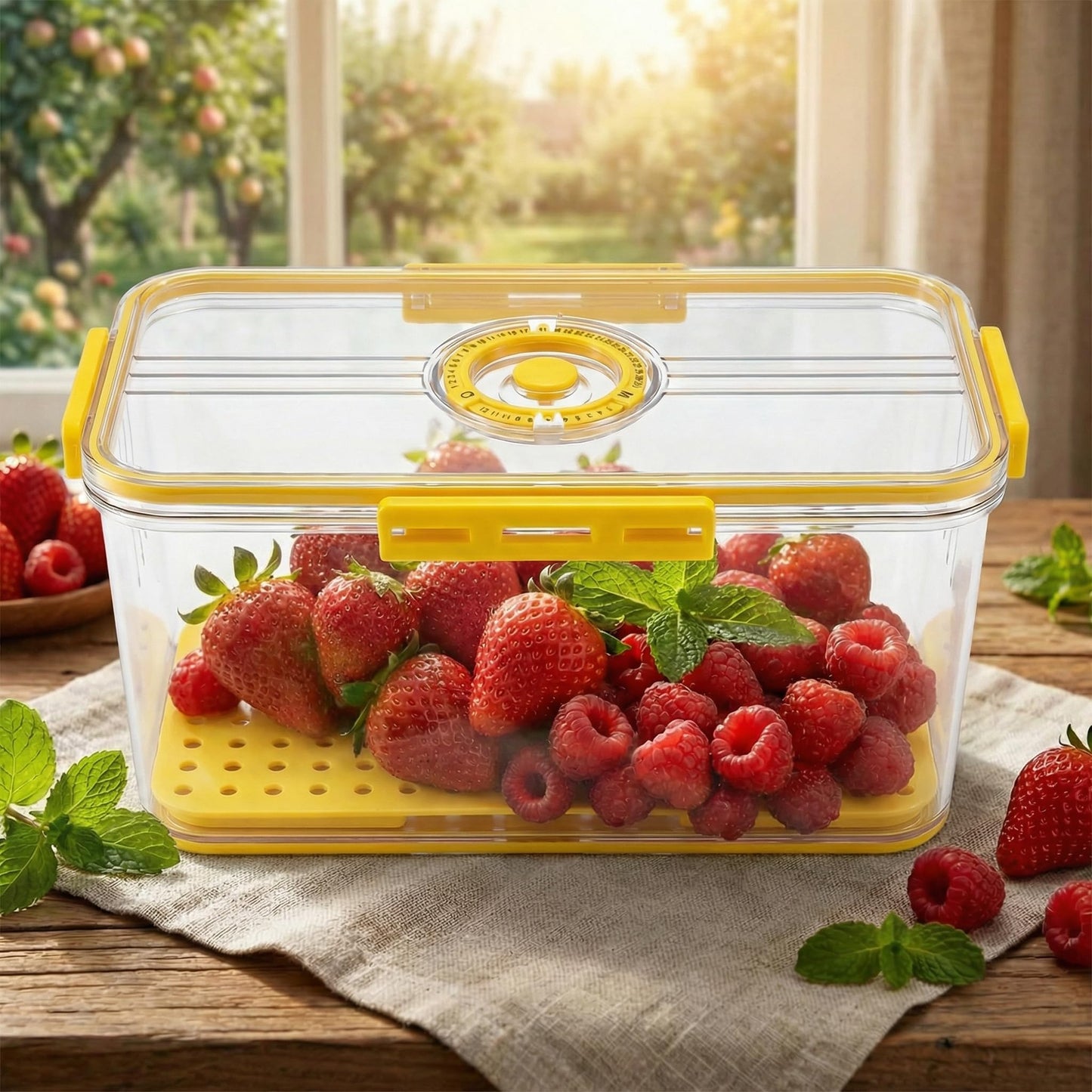 Airtight Bread Box, Portable Kitchen Storage Bin with Date Reminder Lid, Ideal for Storing Bread, Toast, Bagels, Pastries and Fruits on Countertop (Yellow)
